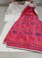 Pure Camric Cotton Pink Casual Wear Chikankari Work Readymade Kurti With Plazzo